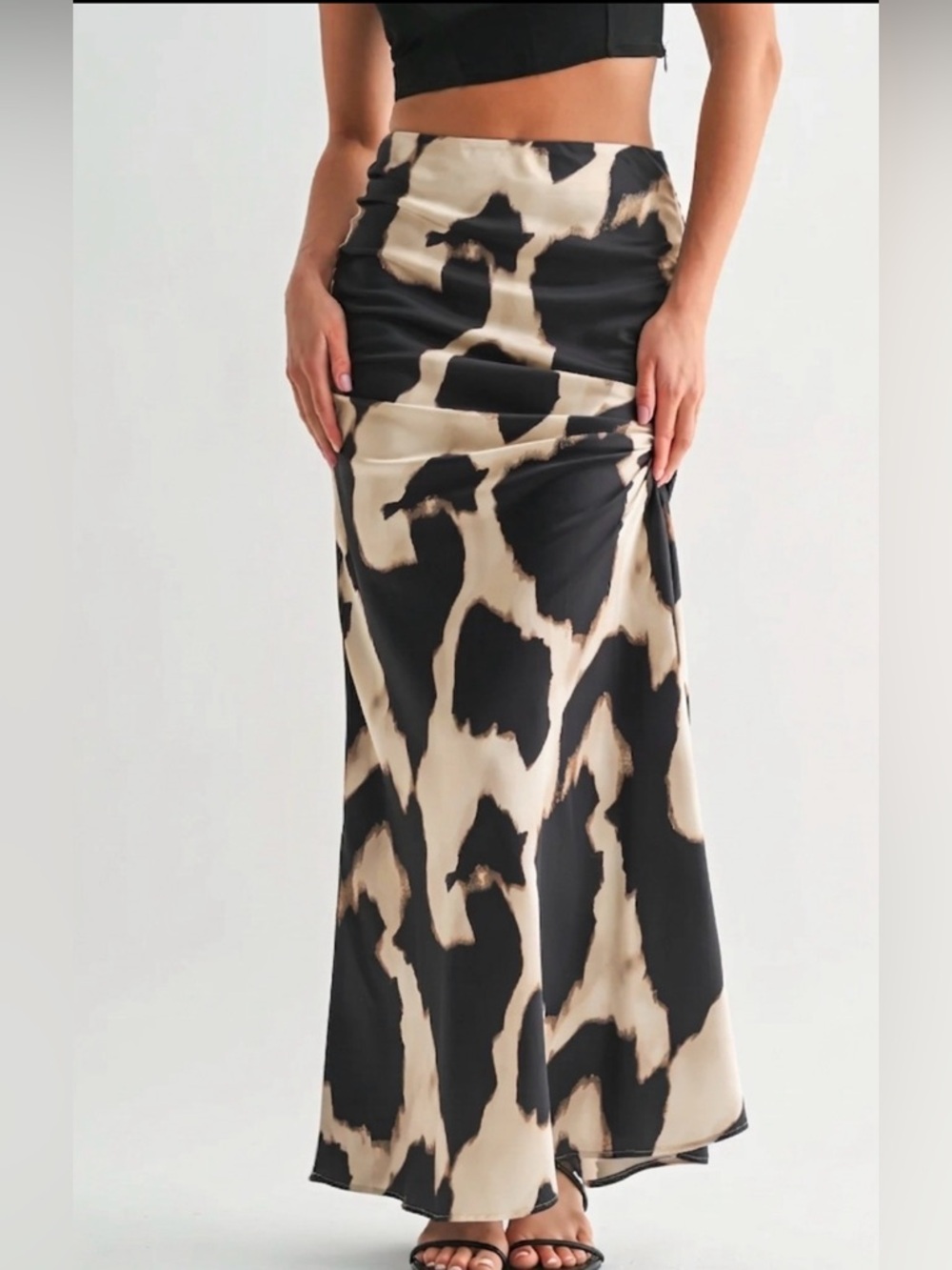 Vici Black & Cream Animal-Print Maxi Skirt